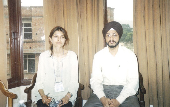 Dr.A.S.Kalra with a client Ms. Monica Dutta Arora from Waterman's Quay, William Morris Way,<br> London, United Kingdom at Hotel Khanna Palace, Haridwar in year 2005